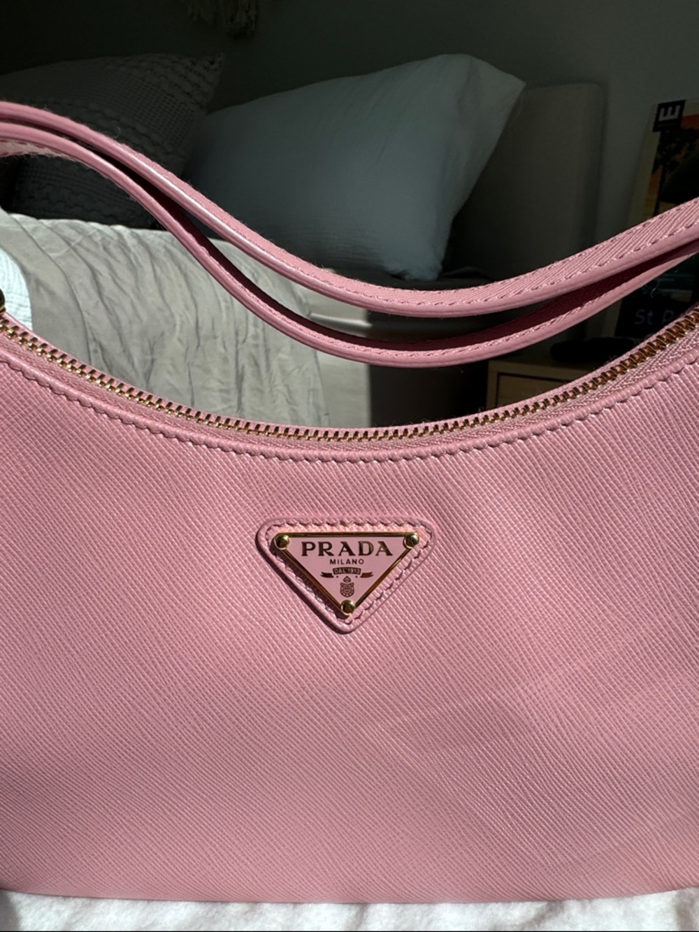 Prada Saffiano Lux Pink Shoulder Bag Petalo Rare Y2K Re-Edition Mini - Picture 5 of 11